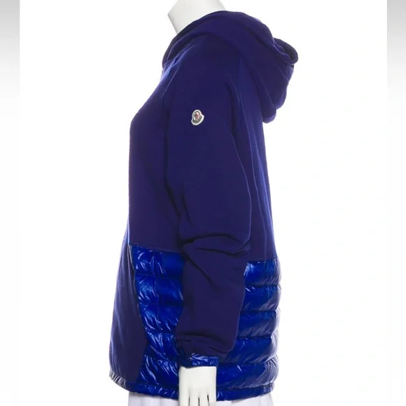 Moncler Down Hoodie Sweatshirt Medium Blue